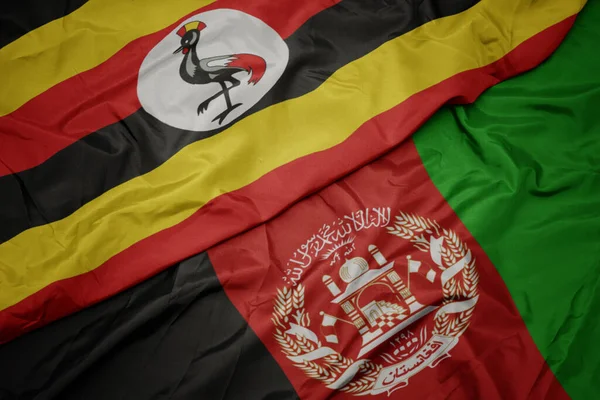 Ondeando Colorida Bandera Afganistán Bandera Nacional Uganda — Foto de Stock