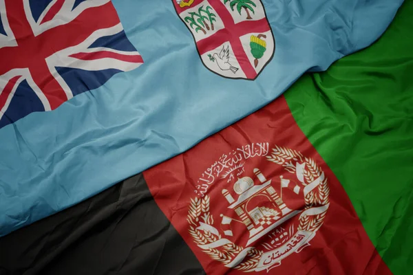 Ondeando Colorida Bandera Afganistán Bandera Nacional Fiyi — Foto de Stock
