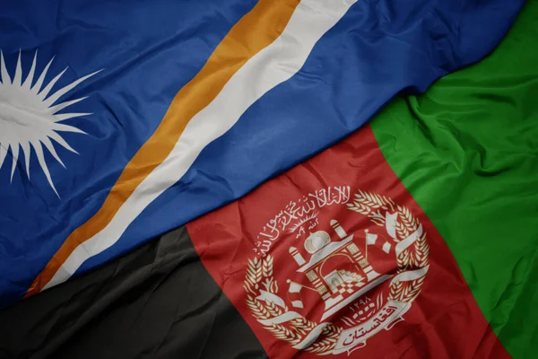 Sventolando Bandiera Colorata Dell Afghanistan Bandiera Nazionale Delle Isole Marshall — Foto Stock