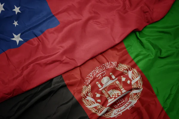Ondeando Colorida Bandera Afganistán Bandera Nacional Samoa — Foto de Stock
