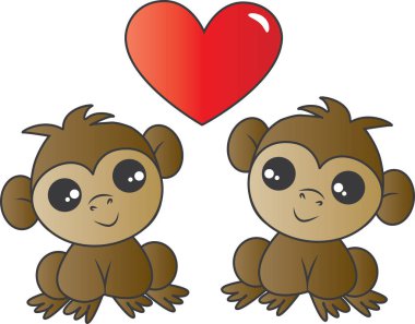 two cute little monkeys in love