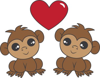 two cute little monkeys in love