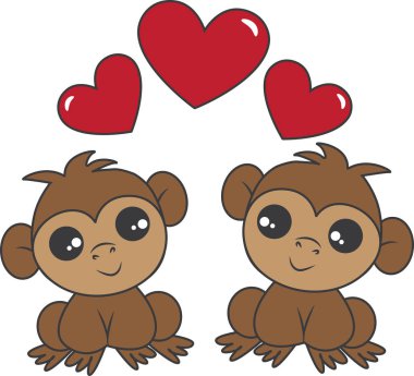 two cute little monkeys in love