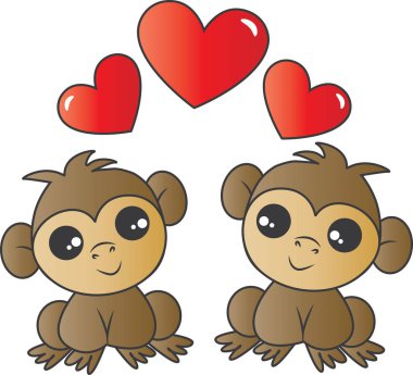 two cute little monkeys in love