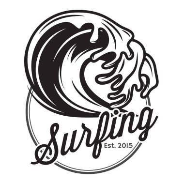 Vektör tek renkli desen dalga su ve sörf temalı.