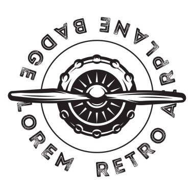 Vektör tek renkli şablonu tasarım pervanenin dönmesi ile basınçlandırdıktan vintage bir askeri uçak.