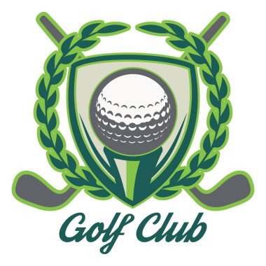 Retro tarzı spor amblemi golf topu ile. Vektör çizim.