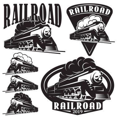 bir lokomotif, vintage tren vektör şablonları.