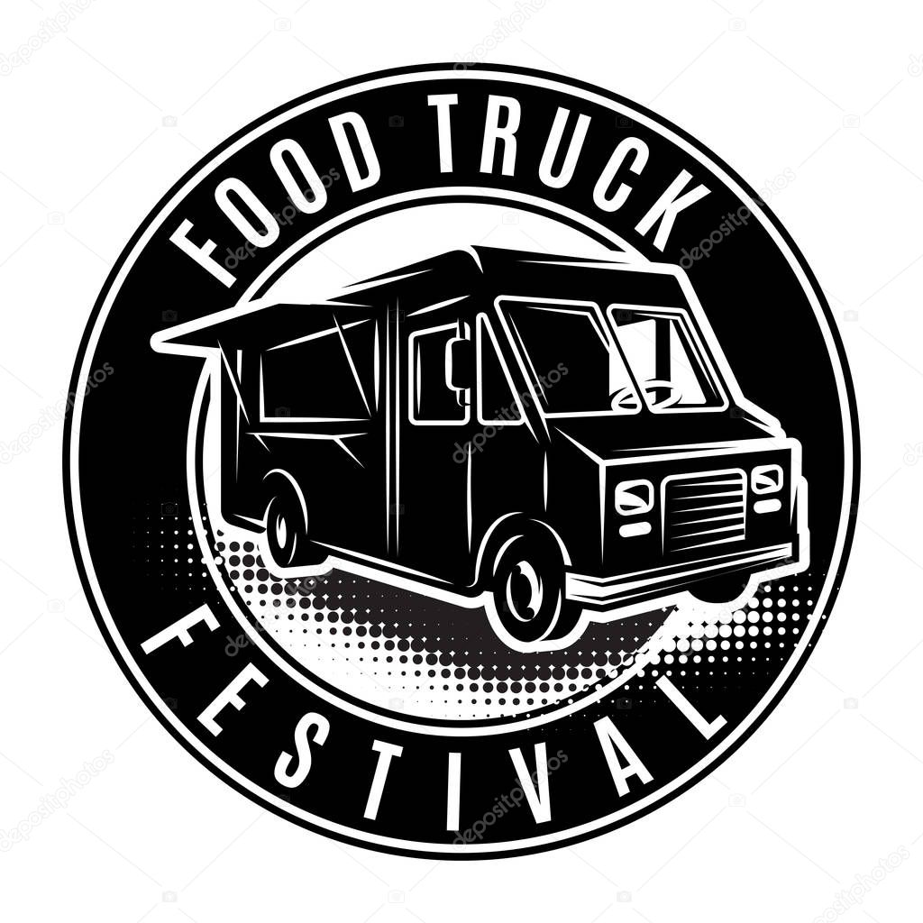 Vector template on fast food theme with retro bus.