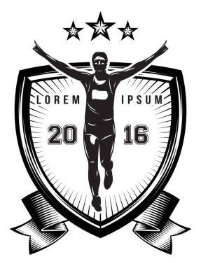 Vector monochrome pattern on a sports theme for a marathon with man clipart