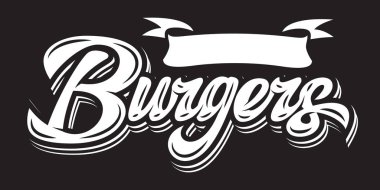 Tek renkli vektör çizim kaligrafi burger yazı ile