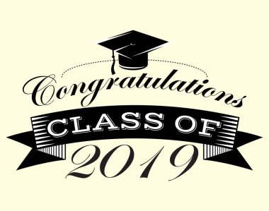Mezuniyet vektör 2019 sınıfının Congrats grad Tebrikler lisansüstü
