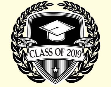 Mezuniyet vektör 2019 sınıfının Congrats grad Tebrikler lisansüstü