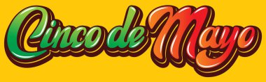 Kutlama Cinco de Mayo için kaligrafik yazı ile Vektör şablonu