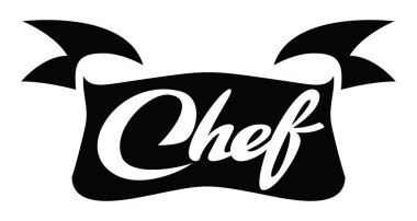 Calligraphic lettering Chef ile vektör monokrom şablonu