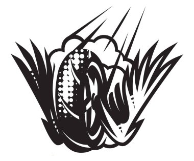 Tekerlekli vektör monokrom deseni, motosiklet temasındaki kanatlar