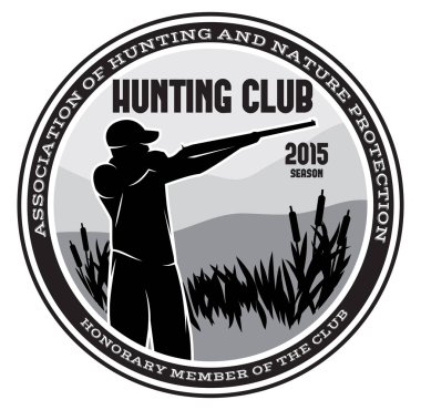 Vahşi ördek avı teması vektör monokrom şablon