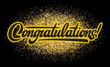 Kaligrafi yazıt ile Illustration. Tebrikler. Tasarım için vektör elemanı