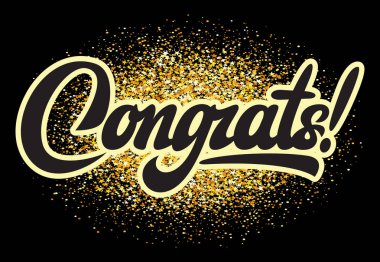 Kaligrafi yazıt ile Illustration. Tebrikler. Tasarım için vektör elemanı