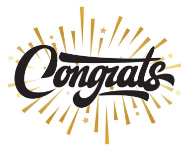 Kaligrafi yazıt ile Illustration. Tebrikler. Tasarım için vektör elemanı