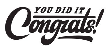 Kaligrafi yazıt ile Illustration. Tebrikler. Tasarım için vektör elemanı