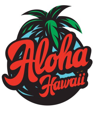 Bir avuç içi ile aloha vektör renk illüstrasyon