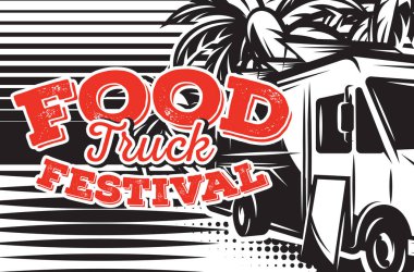 Reklam sokak gıda festivali için tasarım öğeleri ile Vektör illüstrasyon