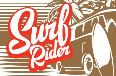 Sörf teması okyanus kıyısı ile Vektör illüstrasyon