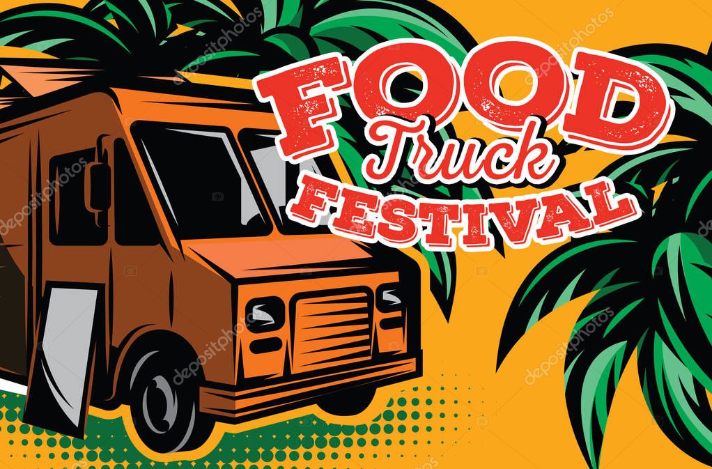 Vector illustration with design elements for advertising street food festival.