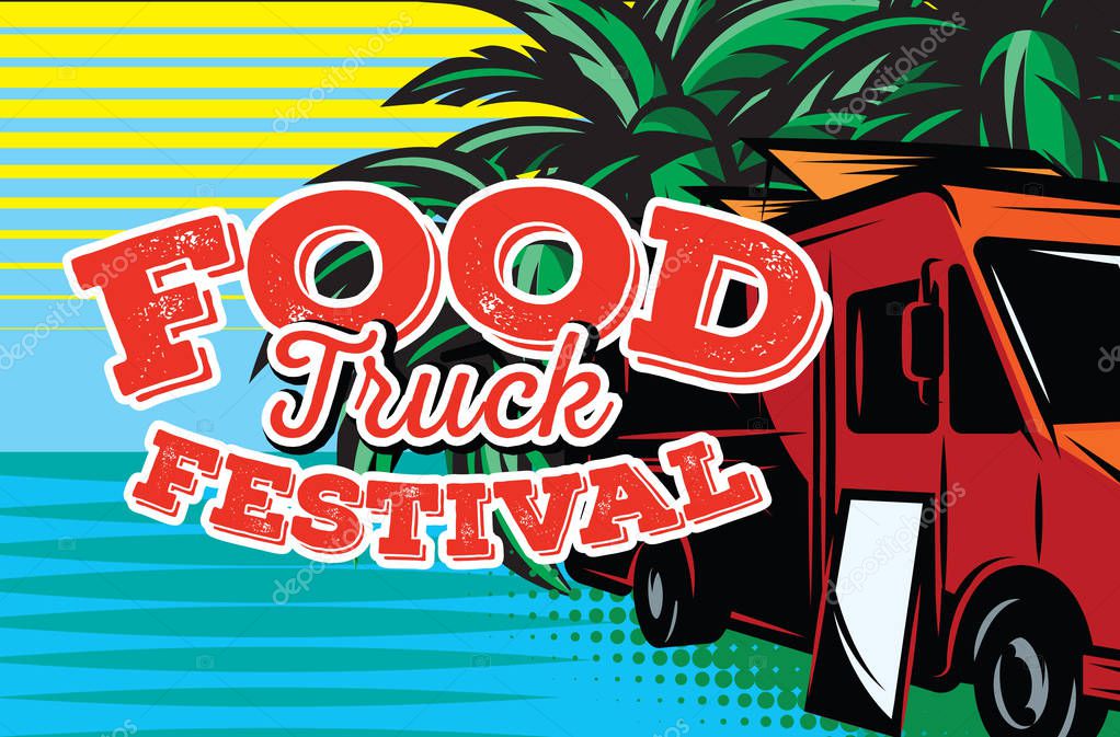 Vector illustration with design elements for advertising street food festival.