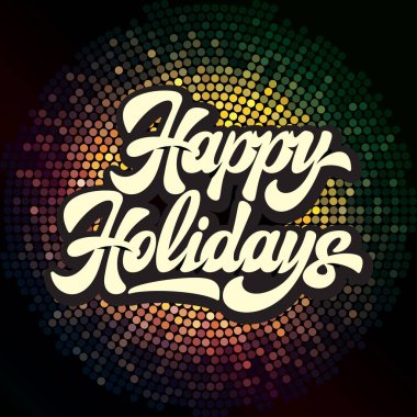 Altın parçacıkların arka planda mutlu tatiller şık kaligrafik yazıt