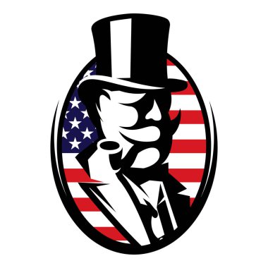 İnsan ve Amerikan bayrağı ile Vektör illüstrasyon