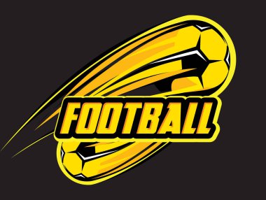 Siyah arka plan üzerinde futbol topu ile vektör renk logo şablonu