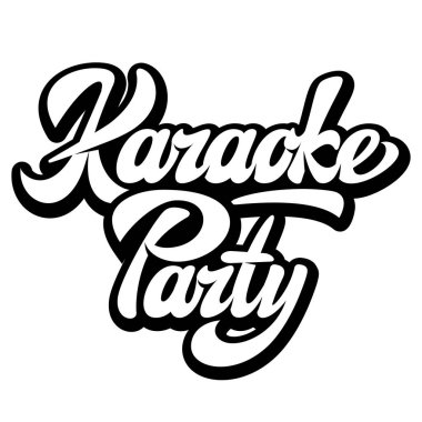 Beyaz arka planda kaligrafik yazıt karaoke parti ile vektör illüstrasyon