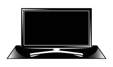 Televizyon paneli kaidede. Vektör tek renkli illüstrasyon.
