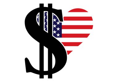 Dolar işareti ve ABD bayrağıyla ölçeklenebilir vektör illüstrasyonu.