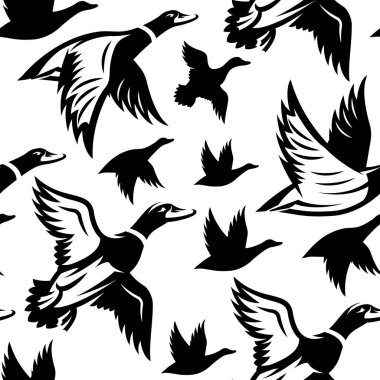 Tasarım ambalajı ya da yaban ördekleri ile ambalaj için vektörsüz desen.