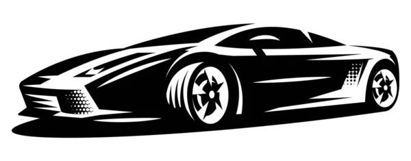 Stylish sportcar. Element for design. Monochrome vector illustration.