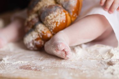 Un, çörekler, ekmek, simit, mutfak hala yaşam bebek ayakları