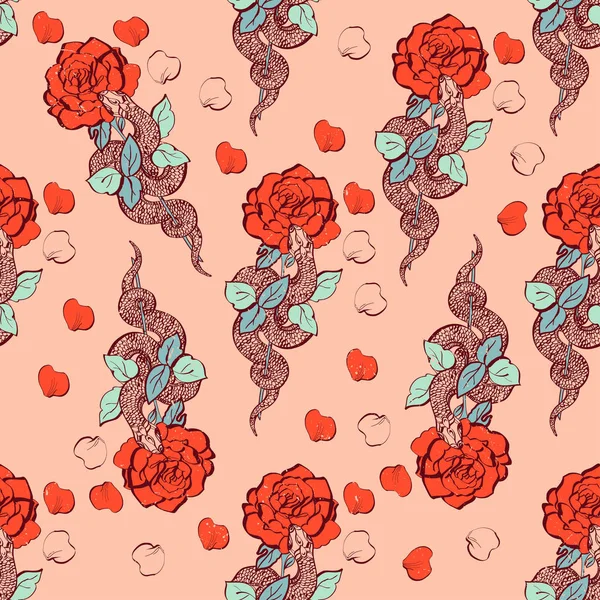 ve çiçekler. Dövme sanatı, boyama kitapları. El çizilmiş vintage vektör dikişsiz desen. - Vektör