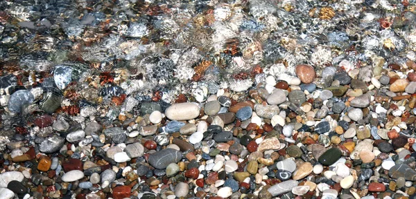 Textura Fondo Guijarros Húmedos Coloridos Playa Del Mar — Foto de Stock