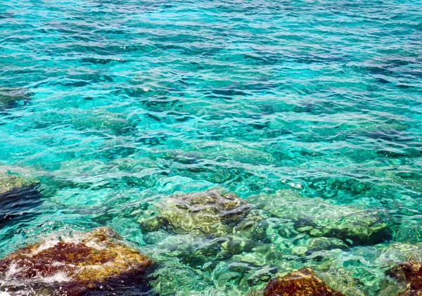 Transparent Turquoise Sea Colorful Stones Mediterranean Sea Cyprus — Stock Photo, Image