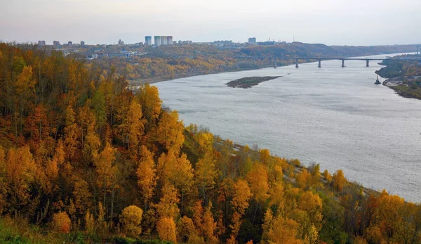 Осенний Вид Реку Ока Городского Парка Нижнем Новгороде — стоковое фото
