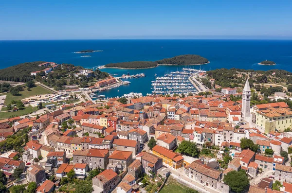 Letecký Snímek Pobřežního Města Vrsar Ostrov Sveti Juraj Pozadí Istrie — Stock fotografie