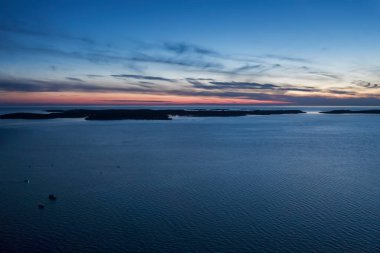 Ulusal park Brijuni 'nin Alacakaranlık, Istria, Hırvatistan' daki hava görüntüsü