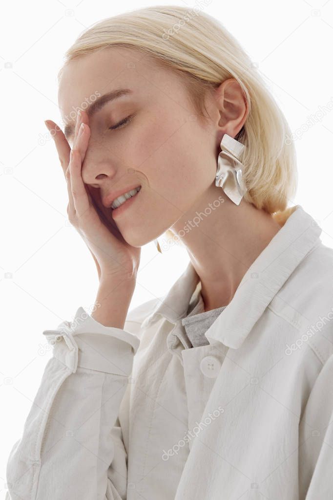 Girl with  jewelry on isolated background