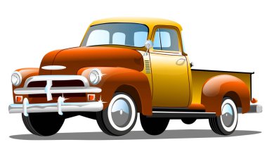 Beyaz arka plan, vektör çizim eski kargo retro araç