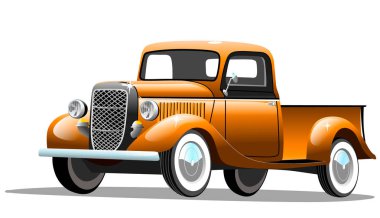 Beyaz arka plan, vektör çizim eski kargo retro araç