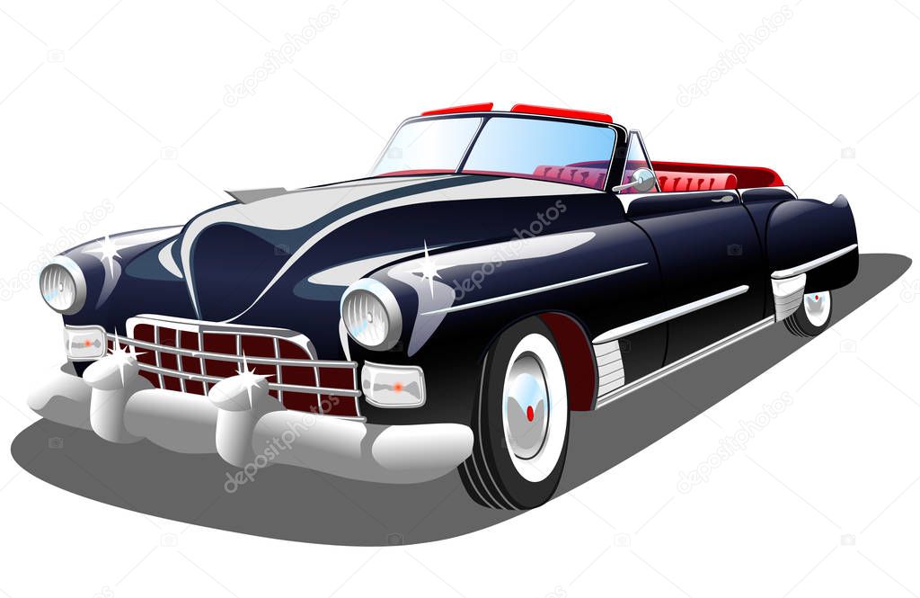 Old retro car on white background, vector illustration