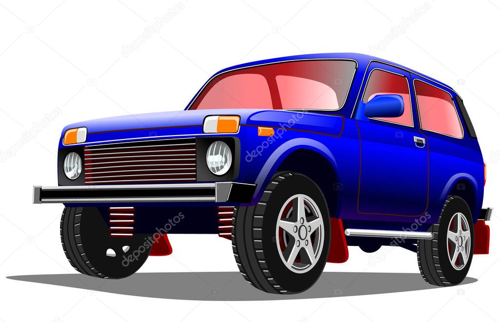Cartoon SUV on a  white background, vector illustration